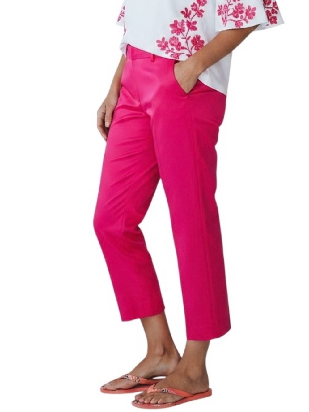 Soft Surroundings Pants Resort Coral Women’s High Rise Crop Stretch Sz 4 NWOT